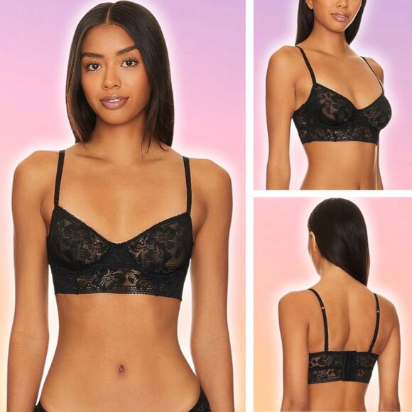 NWT FREE PEOPLE x Intimately FP Sorento Demi Longline Sz 34A Black - Picture 1 of 5